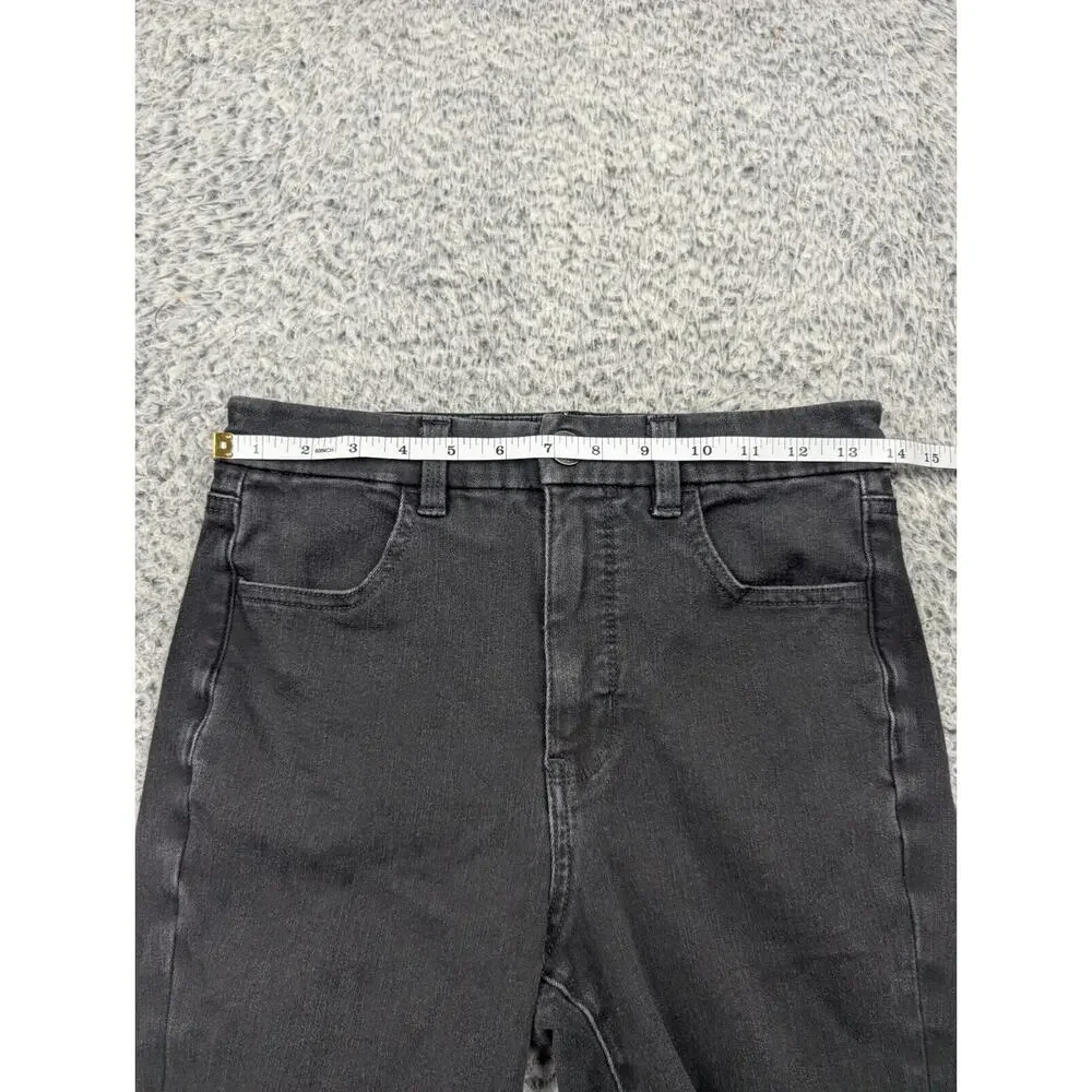 American Eagle Jeans Women 4 Black Distressed Denim Curvy Super Hi Rise Jegging - Picture 7 of 11